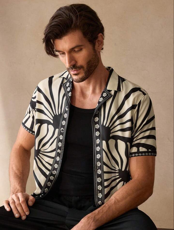 Uptown Funky woven pattern printed regular fit shirt